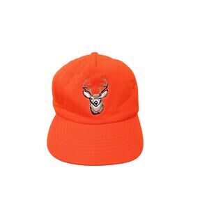 Vintage Duck Bay Orange Snapback Hunting Cap Hat With Embroidered Deer Buck